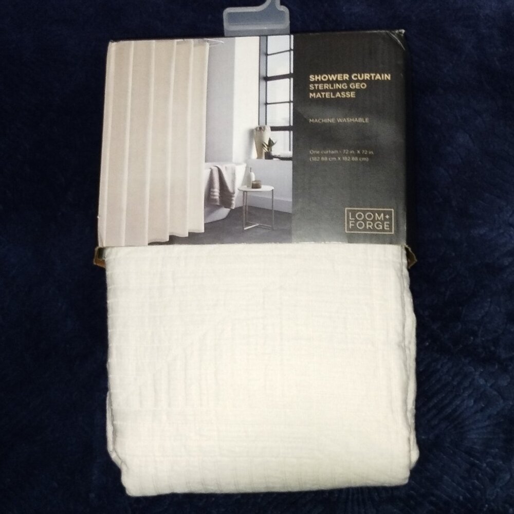 Brand NIP/Loom & Forge Sterling  GEO MATELASSE Shower Curtain 72" x 72". $44.00.